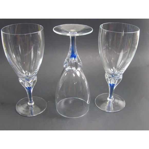 Studio Nova Crystal Large Iced Tea  Goblets Blue Core Bundle of 3 - Picture 2 of 8